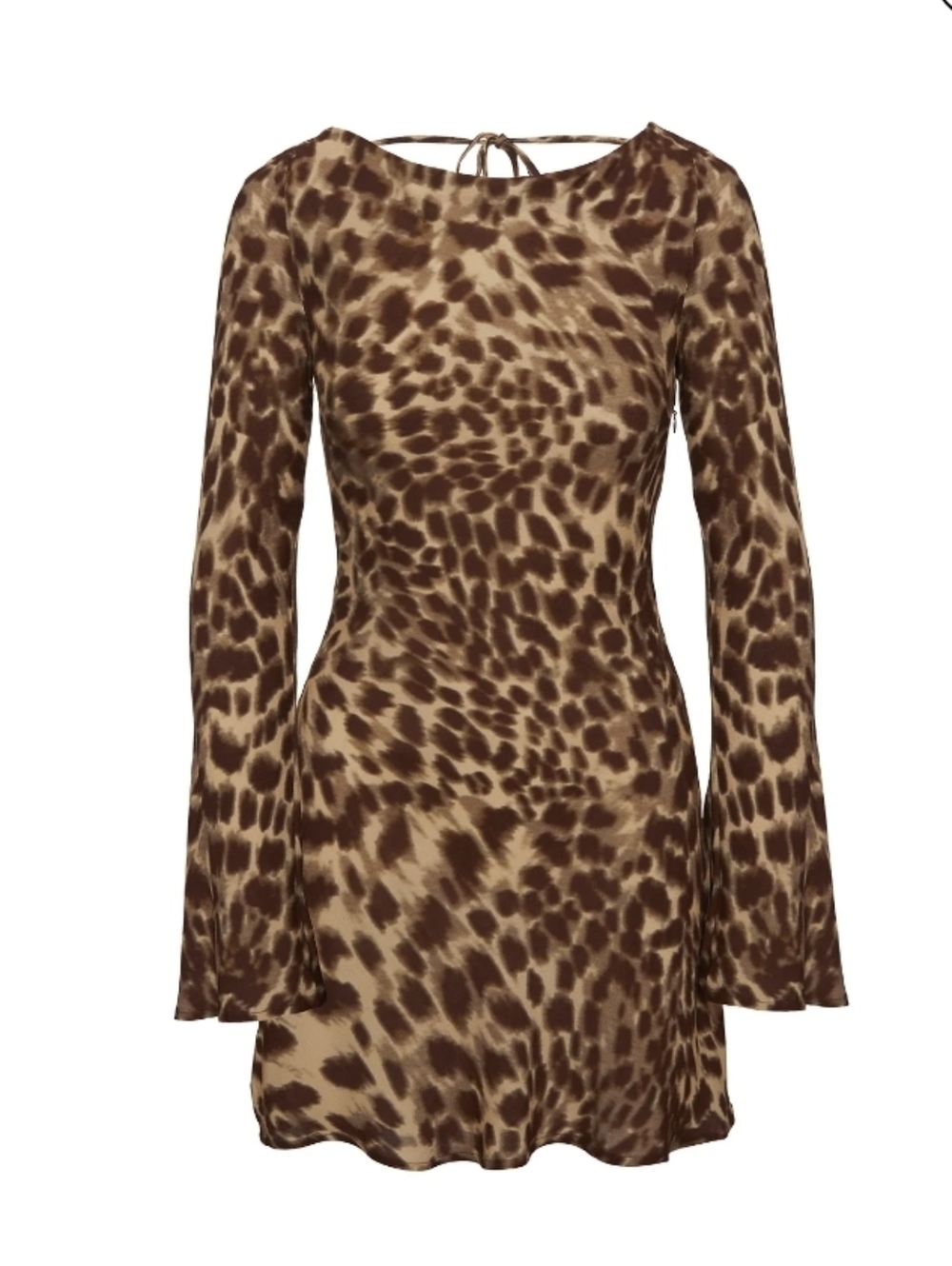 Halo Bias Long Sleeve Mini Dress Leopard